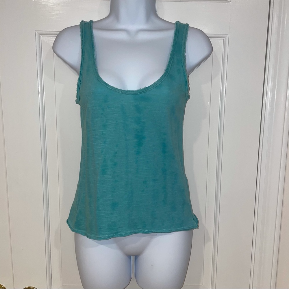Free People aqua blue tie dye cotton tank top